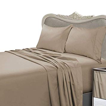 1500 Thread Count Egyptian Cotton Sheet Set, DEEP POCKET, 1500TC, Queen, Solid Taupe