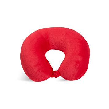World's Best Feather Soft Microfiber Neck Pillow, Red