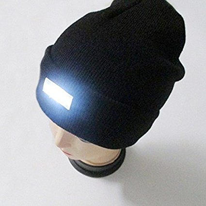 Unisex Ultra Bright 5 LED Beanie Cap, Knitted hat Hands free night warming flaring hat for go fishing, Ski,Camping,Hiking,Hunting,Jogging,Construction