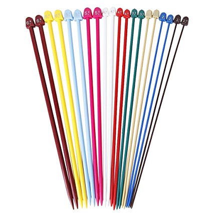 CCINEE 10 pairs 2.0-6.5mm Multicolor Plastic Knitting Needles Single Pointed Needles Crochet Hooks