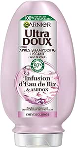 Garnier Ultra Doux - Après-Shampooing Lissant Douceur & Brillance à l'Infusion d'Eau de Riz - Cheveux Rebelles et Indisciplinés - 200 ml