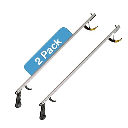 Sammons Preston Reacher with Super Strong Magnet, 32 Inch, Grabber Reacher Tool, Lightweight Trash Picker Grabber & Garden Nabber, Aluminum Picker Up Tool & Reaching Claw, Dressing Assist Tool, 2 Pack