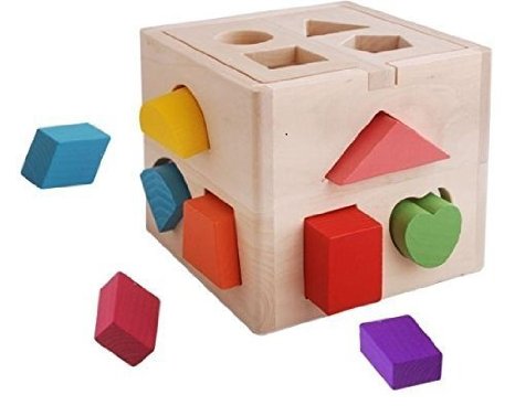 Vidatoy 13 Hole Cube for Shape Sorter Cognitive and Matching Wooden Toys