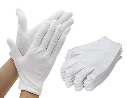 TooTaci 12 Pairs (24 Gloves) White Cotton Gloves, Thicker and Resuable Soft Works Glove 6.7 Inches for Coin Jewelry Silver Inspection - small (Suitable for children)