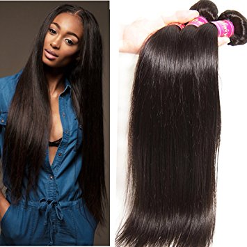 Unice Hair Natural Color 16 18 20inch Brazilian Straight Hair 3 Bundles 100% Unprocessed Brazilian Virgin Human Hair Weave Extensions