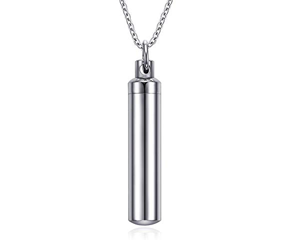 Mealguet Jewelry Free-Engraving Personalized Stainless Steel Cylinder Remembrance Memorial Ash Cremation Urn Pendant Necklace