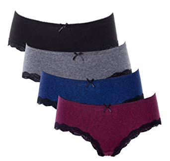 ATTRACO Women's Underwear Cotton Panties Underwear Solid Packs 4