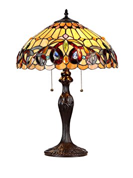 Chloe Lighting CH33353VR16-TL2 Serenity Tiffany-Style Victorian 2-Light Table Lamp with 16-Inch Shade