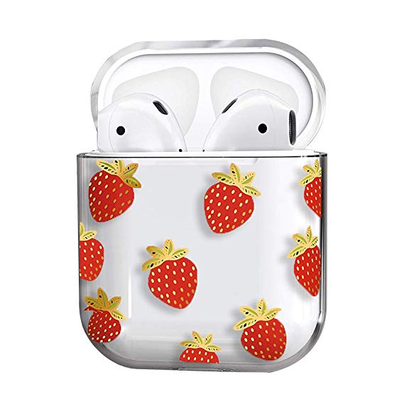 AirPods Case,Cute Clear Smooth TPU [No Dust] Shockproof Cover Case for Apple Airpods 2 &1,Kawaii Fun Cases for Girls Kids Teens Air pods (Strawberry)