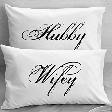 Couples Pillow Cases - Wifey Hubby - Husband and Wife Wedding, Anniversary, Romantic Gift Idea for Couples.