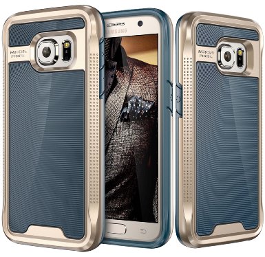 Galaxy S7 Case, E LV Galaxy S7 - Hybrid [Scratch/Dust Proof] Armor Defender Slim Shock-Absorption Bumper Case for Samsung Galaxy S7 - [DARK BLUE/GOLD]