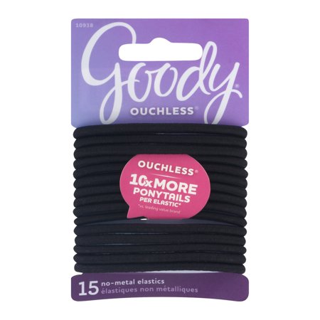 (2 Pack) Goody Ouchless No Metal Elastics, Little Black Dress, 15 count