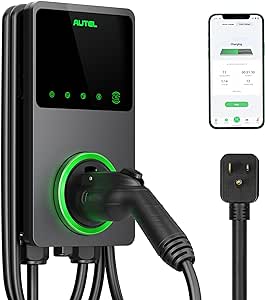 Autel MaxiCharger Home Smart Electric Vehicle (EV) Charger, 40 Amp Level 2 Wi-Fi and Bluetooth Enabled EVSE, Indoor/Outdoor Car Charging Station, with in-Body Holster and 25-Foot Cable（6-50 Plug）