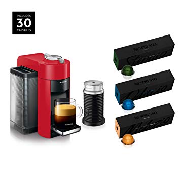 Nespresso Vertuo Coffee and Espresso Machine Bundle by De'Longhi with Aeroccino Milk Frother and BEST SELLING COFFEES INCLUDED