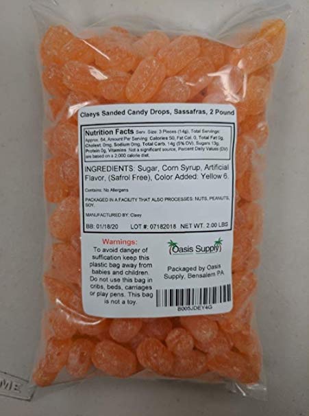 Claeys Sanded Candy Drops, Sassafras, 2 Pound