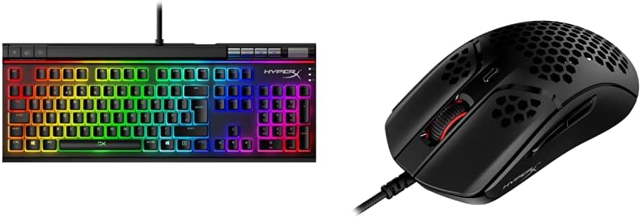 HyperX Alloy Elite 2 – Mechanical Gaming Keyboard, Software-Controlled Light & Macro Customization & Pulsefire Haste – Gaming Mouse – Ultra-Lightweight, 59g, Honeycomb Shell, Up to 16000 DPI