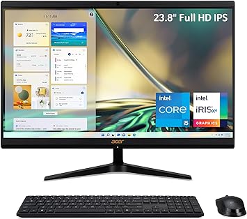 Acer Aspire C24-1700-UR12 AIO Desktop | 23.8" Full HD IPS Display | 12th Gen Intel Core i5-1235U | Intel Iris Xe Graphics | 8GB DDR4 | 512GB NVMe M.2 SSD | Intel Wireless Wi-Fi 6 | Windows 11 Home