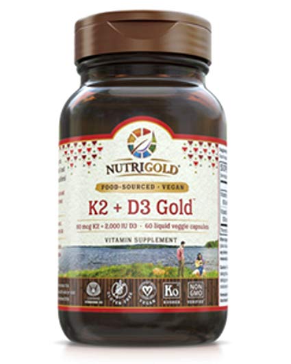 Vitamin K2   D3 Gold 80 mcg K2   2,000 IU D3 Supports Bone Immunity (60 Vegetable Capsules)