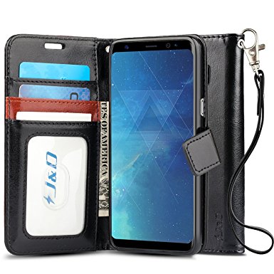 Galaxy S8 Case, J&D [Wallet Stand] [Slim Fit] Heavy Duty Protective Shock Resistant Flip Cover Wallet Case for Samsung Galaxy S8 - Black