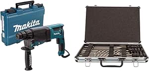 Makita HR2630 Tasselllatore SDS-Plus con 3 Funzioni, 26 mm &D-42444 Set di punte per trapano 17pezzo(i) punta per trapano