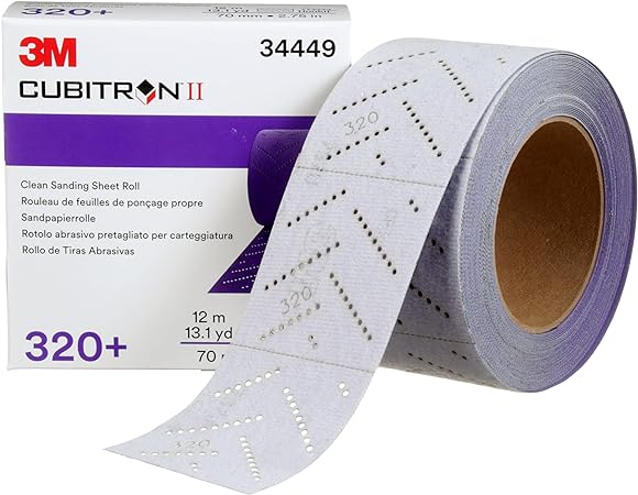 3M Cubitron II Hookit Abrasive Sheet Roll, 34450, Multi-Hole, 70 mm x 12 m, 400  Grade, Automotive Sanding Roll Sandpaper for Coating Removal, Body Repair, Auto Sanding