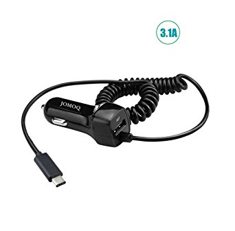 Samsung NOTE8/S8 Galaxy S8/ S8 Plus Car Charger,3.1A USB Type C Car Charger, JOMOQ Retractable Coiled Dual-Port Charger Adapter for LG G5 ChromeBook Pixel, Nexus 6P, LG G5 OnePlus 3 and More