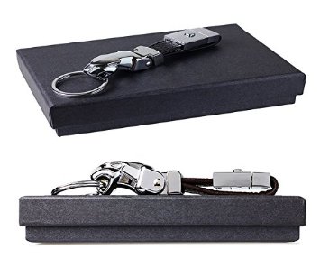 Olivery Genuine Leather Valet Jaguar Keychain Detachable Elegant Key Chain 3 Key Rings (Black)