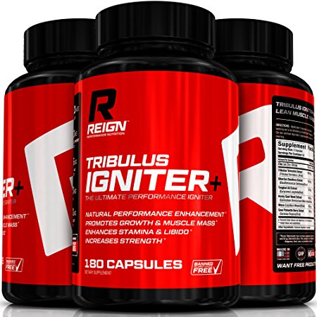 Tribulus Igniter  - Powerful All Natural Tribulus Terrestris Testosterone Booster Supplement - 180 Capsules to Naturally Improve Stamina, Strength & Endurance