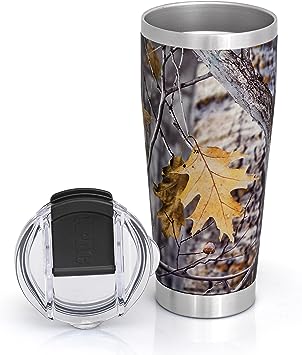 XPAC Camo Tumbler - Double Wall Vacuum Insulated Stainless Steel Tumbler - Clear Flip Top Lid & Satin No-Sweat Finish - 24oz (Camo)