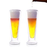 Epar Double-Wall Insulated 12 Ounce Beer Glass Mugs Set of 2