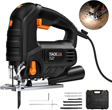 TACKLIFE 7.0Amp Jigsaw with LED Light, 6 Blades, Carrying Case, 6 Variable Speed 800-3000SPM, 10 Feet Cord - PJS05A