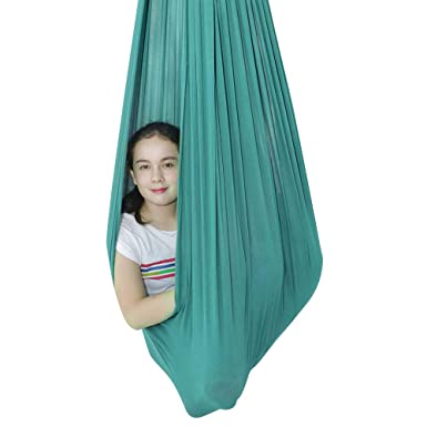 IRQ Therapy Swing for Kids and Teens w/More Special Needs, Cuddle Hammock Ideal for Autism, ADHD, Aspergers and Sensory Integration Snuggle Swing Hammock Indoor (Green)