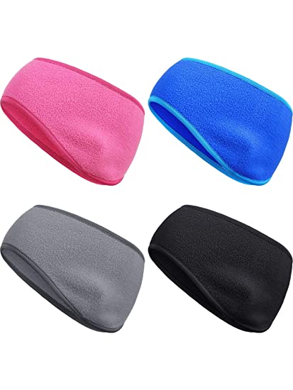 4 Pieces Ear Warmers Headband Ear Muffs Headband Fleece Headband Non-slip Winter Ear Headband for Running Outdoor Activities