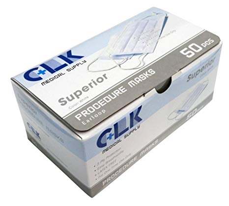 CLK Medical Supply Superior Ear Loop Procedure Face Masks Basic, Soft & Light, 3-ply Protection, 17.5 cm x 9 cm