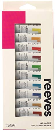 Reeves Gouache Paint 10ml Tubes, Set of 12,
