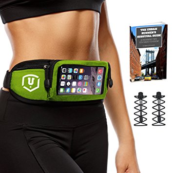 Running Belt - Touchscreen Compatible Complete Bundle   Two Bonuses Elastic Laces PLUS Urban Runner's Survival Guide Ebook - For Any SmartPhone
