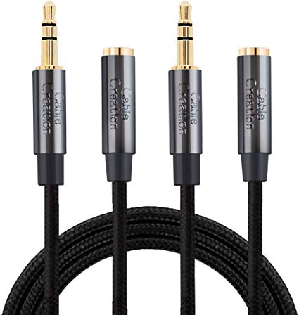 3.5mm Audio Extension Cable, CableCreation 3.5mm Male to Female Headphone Extension Cable, 3.5mm Extension Cable 6FT 2Pack with Silver-Plating Copper, 1.8M