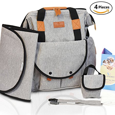 Backpack Diaper Bag with Wide Open Design - with 14 pockets & Changing Pad, Stroller Straps, Pacifier Clip & Pacifier Pod - Big Storage Capacity and Very Practical for Boys or Girls,Mom or Dad