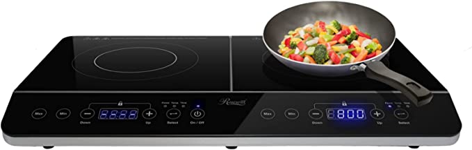 Rosewill Dual Induction Cooktop Burner, 1800W Double Electric Stove Tops, Digital Touch Sensor Panels for Independent Settings, Timer, Auto Shut-Off, Safety Lock, Energy & Time Saving - (RHDI-21001)