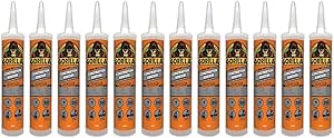 Gorilla Heavy Duty Construction Adhesive, 9 ounce Cartridge, White, (Pack of 12)