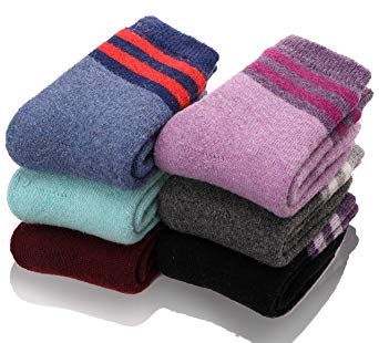 Kids Girls Boys Wool Socks Thick Warm Thermal For Kid Child Toddlers Cotton Winter Crew Socks 6 Pairs