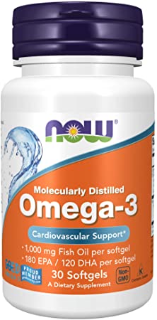 NOW Foods NOW Supplements, Omega-3 180 EPA / 120 DHA, Molecularly Distilled, 30 Softgels