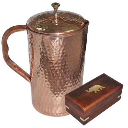 DakshCraft High Quality Pure Copper Jug with Lid for Health Benefits