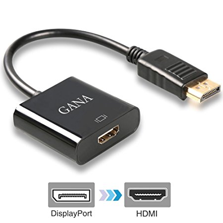 DP to HDMI, GANA Gold Plated DisplayPort to HDMI HDTV Adapter Converter Male to Female with Audio Cable (Black)