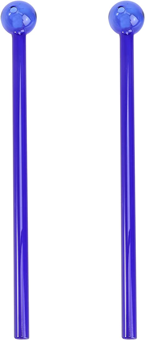 DOITOOL 2pcs Blue Glass Straws Transparent Straw Round Head Beverage Straw Clear Milk Straws Drinking Juice Straws