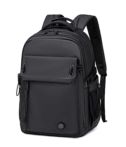 Arctic Hunter Laptop Backpack for Men 21L fit 15.6-inch Laptop Travel Backpack with 10.9-inch Tablet Compartment Polyester Leather Business Backpack Adjustable Breathable Strap Anti-theft Zipper Pocket Water/Wear-resistant Office Backpack, Black