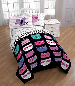 Jay Franco Trend Collector R U Kitten Me Twin/Full Comforter - Super Soft Kids Reversible Bedding Features Kittens- Fade Resistant Polyester Microfiber Fill (Official Trend Collector Product)