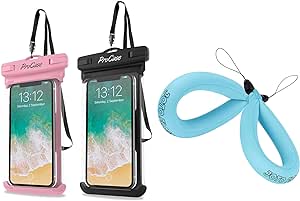 ProCase Universal Waterproof Phone Pouch Bundle with 2 Pack Floating Wrist Strap