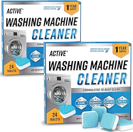 Washing Machine Cleaner Descaler 48 Pack - Deep Cleaning Tablets For HE Front Loader & Top Load Washer, Septic Safe Eco-Friendly Deodorizer, Clean Inside Drum And Laundry Tub Seal - 48 Count