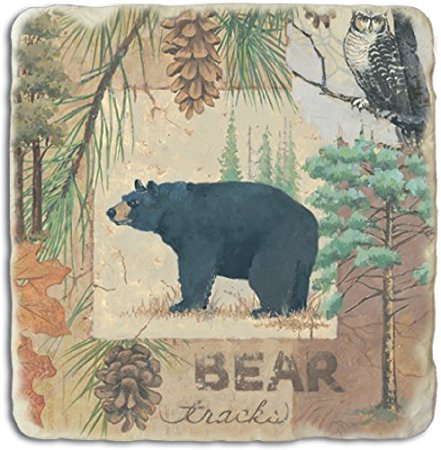 Counter Art Tumbled Tile Coasters, Bear Tracks, Set of 4